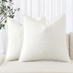 MIULEE Decorative Linen Euro Sham Pillow Covers 24x24 Natural Beige Boho Farmhouse Neutral Couch Throw Pillows for Bed Pack of 2 Accent Modern Pillowcase Sofa Livingroom Home Decor