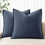 MIULEE Decorative Linen Euro Sham Pillow Covers 24x24 Natural Beige Boho Farmhouse Neutral Couch Throw Pillows for Bed Pack of 2 Accent Modern Pillowcase Sofa Livingroom Home Decor