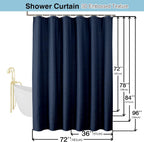 Moga Navy Blue Fabric Shower Curtains for Bathroom - Blue Hotel Spa Polyester Cloth Bath Curtain with 12 Holes, 72x72, Machine Washable, Navy Blue