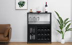 GAOMON Coffee Wine Bar Cabinet with Storage and Detachable Rack, Farmhouse Sideboard and Buffet Cabinet with Glass Holder and Mesh Door, Liquor Coffee Bar Cupboard, Black