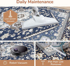 Soft Area Rugs 5x7, 5x7 Washable Rug with Non Slip Backing, 5 x 7 Faux Cashmere Low-Pile Carpet, Navy Blue & Gold