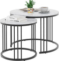 Garden 4 you Coffee Table Faux Marble Nesting Table for Small Place 2 Sets Modern Furniture Living Room Sets End Side Table Night Stand for Bed Room Dining Room (White & Gold)