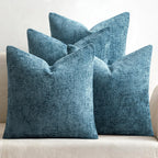 Pack of 4 Couch Throw Pillow Covers 18x18 Inch Neutral Soft Decorative Chenille Pillow Covers Farmhouse Boho Cushion Covers for Mid Century Modern Spring Home Decor Sofa Bedroom Living Room