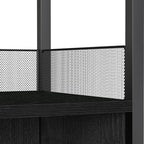 GAOMON Coffee Wine Bar Cabinet with Storage and Detachable Rack, Farmhouse Sideboard and Buffet Cabinet with Glass Holder and Mesh Door, Liquor Coffee Bar Cupboard, Black