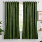 Green Velvet Curtains 84 Inch Length, Thermal Insulated Blackout Curtains Room Darkening Drapes with Back Tab and Rod Pocket for Living Room/French Door, Set of 2 Panels, 52 x 84 Inch