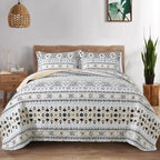Farmhouse Cotton Quilts Queen Size for Fall - Lightweight Patchwork Autumn Bedspread Set for Bed Coverlet - Highly-Woven Soft Reversible Bed Spread for All Seasons (Floral Orange) 3 Pieces