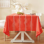 60 x 84 inches Farmhouse Style Linen tablecloths, Wrinkle Resistant Washable Dining Room Table Cloths for Rectangle Tables - Hemstitch Light Coffee