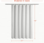 Design Waffle Weave White Shower Curtain Hotel Luxury Quality, Fabric Shower Curtains for Bathroom, Pique Pattern Cloth, Water Repellent and Machine Washable, Standard Size 71" x 72"