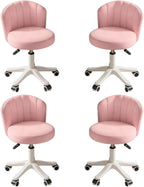 Small Round Rolling Desk Chair Armless Comfy Vanity Computer Chair Height Adjustable Swivel Work Spa Chair