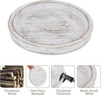 Candle Plate Holder Tray: Round White Wood Decorative Tray Decor - Rustic Farmhouse CoffeeTable Decor - Tealight Pillar Trays for Home Decor