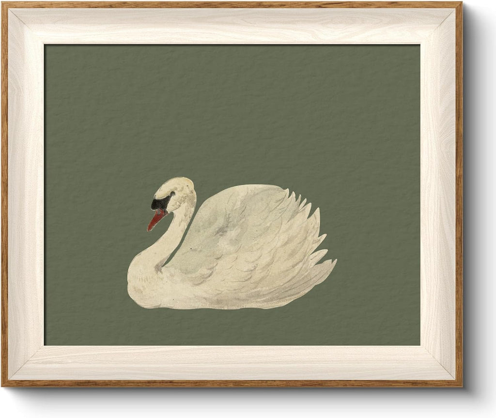 Framed Wall Art for Living Room, Swan Art Canvas Prints, Vintage Home Decor, Animals Painting Picture, Bathroom Wall Decor Gifts for Friends or Family - 12L x 10W