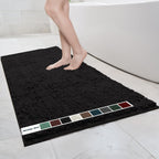 Chenille Bathroom Rugs Quick Dry Microfiber Mats Non Slip Washable, Extra Thick, Soft and Highly Absorbent Bath Mats for Bathroom, Kitchen, and Shower Floor - Grey 36"x60"