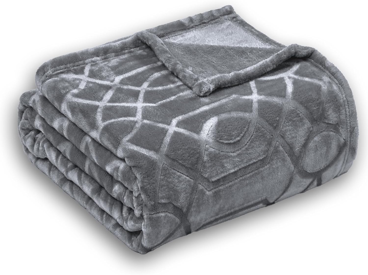Soft Cozy Fleece Throw Blanket, 50x60 Inches – Lightweight Plush Blanket for Couch, Fuzzy 3D Jacquard Design, for Sofa, Bed & Travel - Dark Grey