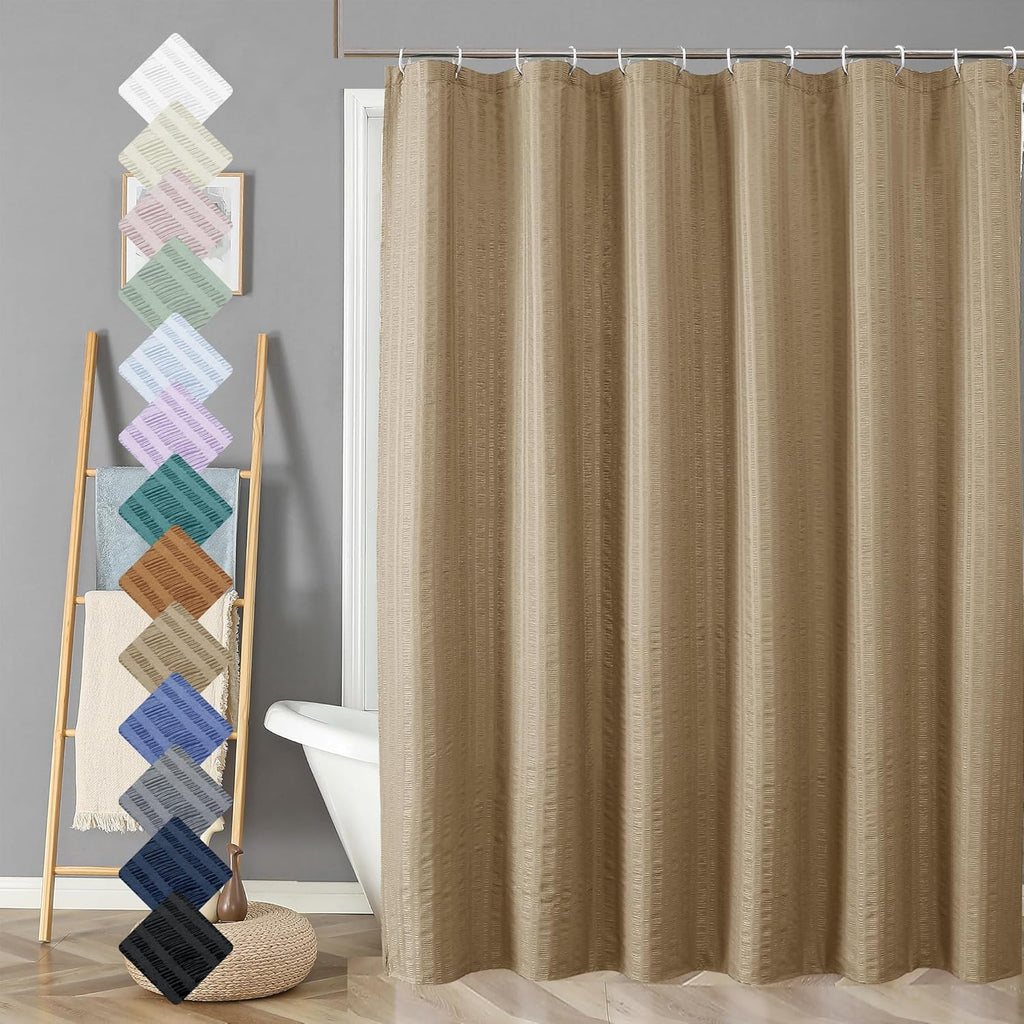 Moga Navy Blue Fabric Shower Curtains for Bathroom - Blue Hotel Spa Polyester Cloth Bath Curtain with 12 Holes, 72x72, Machine Washable, Navy Blue