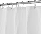 Design Waffle Weave White Shower Curtain Hotel Luxury Quality, Fabric Shower Curtains for Bathroom, Pique Pattern Cloth, Water Repellent and Machine Washable, Standard Size 71" x 72"