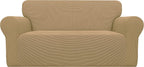 Stretch Sofa Slipcover 1-Piece Sofa Cover Furniture Protector Couch Soft with Elastic Bottom for Kids, Polyester Spandex Jacquard Fabric Small Checks (Sofa, Dark Gray)