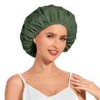 Shower Cap for Women Waterproof Reusable, Large Shower Cap Non-Slip with Elastic Band, Washable Bath Hair Hat for Long Hair, Braids (Pink)