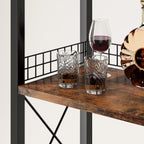 Homeiju Wine Rack Freestanding Floor, Bar Cabinet for Liquor and Glasses, 4-Tier bar Cabinet with Tabletop, Glass Holder, Storage Drawer and Wine Storage for Living Room (Patent No.D29872845)