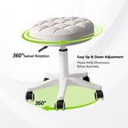 Small PU Leather Round Stool Chair Armless Comfy Rolling Medical Salon Stools with Wheels Height-Adjustable for Tattoo Salon Work Home, Office Chair