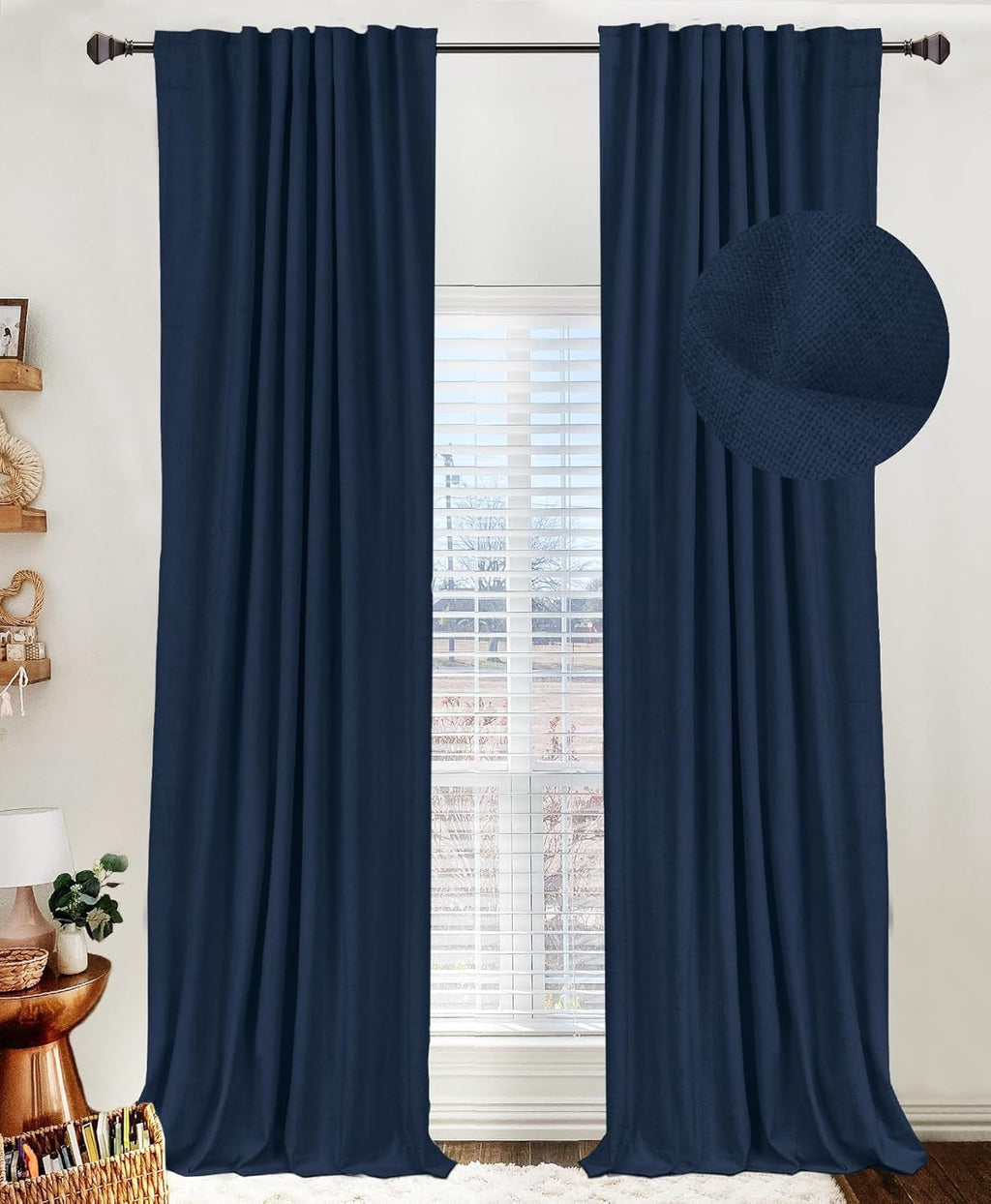 100% Blackout Shield Blackout Curtains for Bedroom 84 Inches Long, Back Tab/Rod Pocket Living Room Drapes, Thermal Insulated Blackout Curtains 2 Panels Set, 50" W x 84" L, Cream