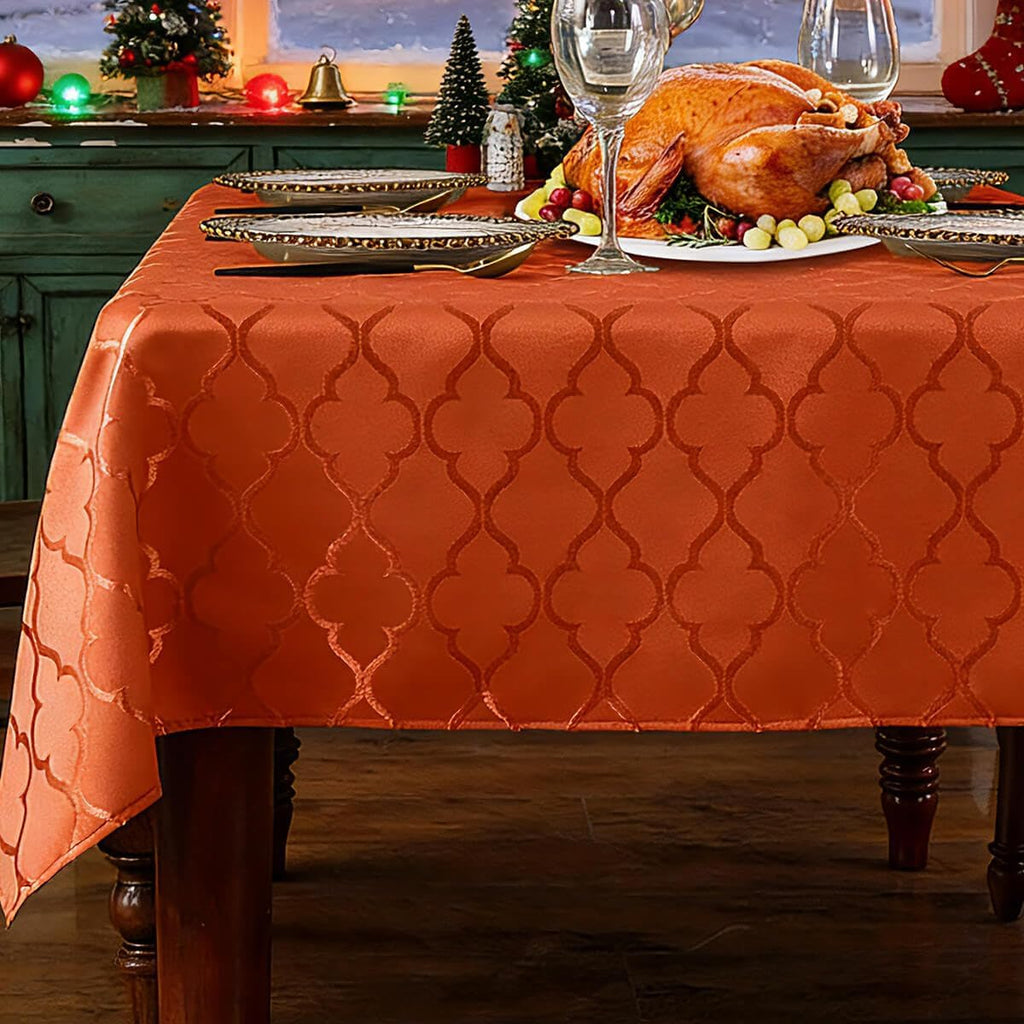 Jacquard Tablecloth Damask Fabric Table Cloth Water Resistant & Wrinkle Free Spillproof Polyester Table Cover for Kitchen Dining Tabletop (Rectangle/Oblong, 52" x 70" (4-6 Seats), Gray)