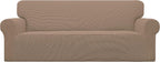 Stretch Sofa Slipcover 1-Piece Sofa Cover Furniture Protector Couch Soft with Elastic Bottom for Kids, Polyester Spandex Jacquard Fabric Small Checks (Sofa, Dark Gray)