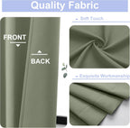 Sage Green Bedroom Blackout Curtains, 63inch (approx. 160.2cm) pieces set, solid insulated energy-saving rod pocket blackout curtains, width 40 x length 63inch (approx. 101.6cm), gray-green