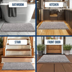 Chenille Bathroom Rugs Quick Dry Microfiber Mats Non Slip Washable, Extra Thick, Soft and Highly Absorbent Bath Mats for Bathroom, Kitchen, and Shower Floor - Grey 36"x60"